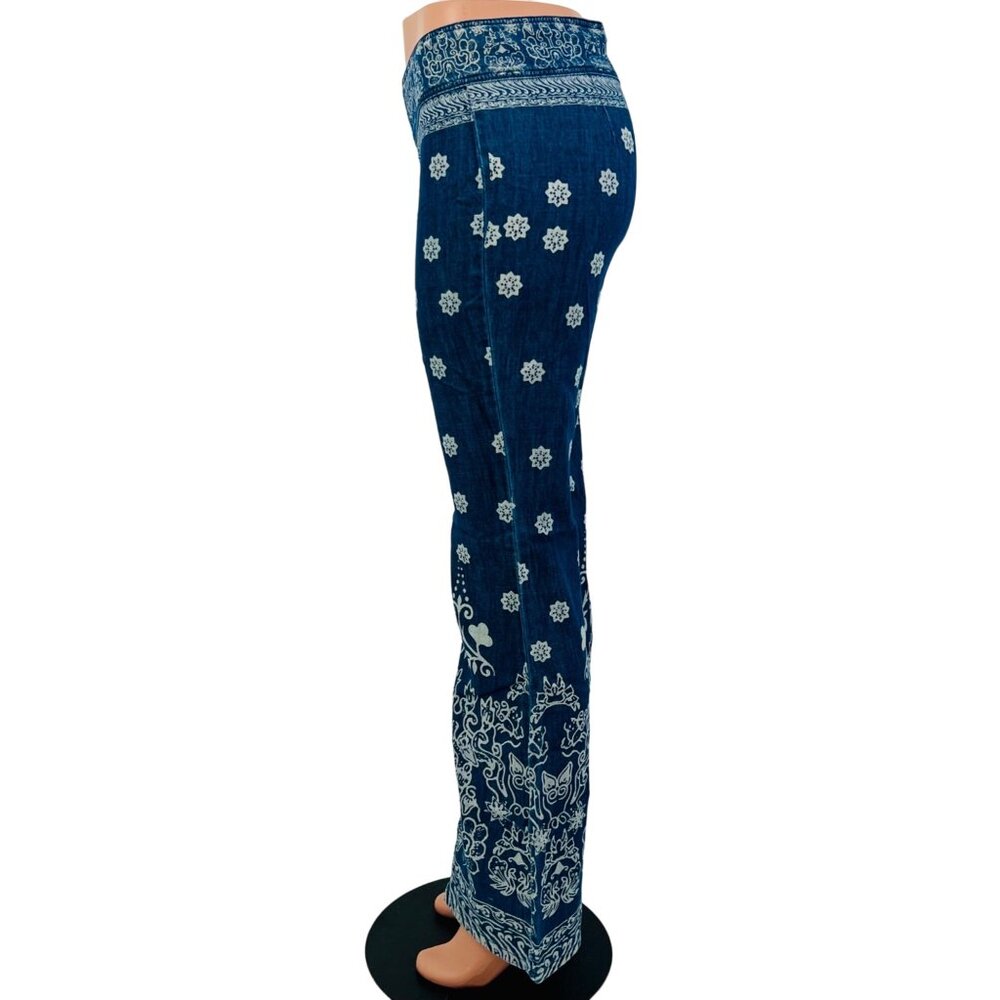Free People Bohemian Printed Bell Bottom Flare Jeans - Picture 7 of 16